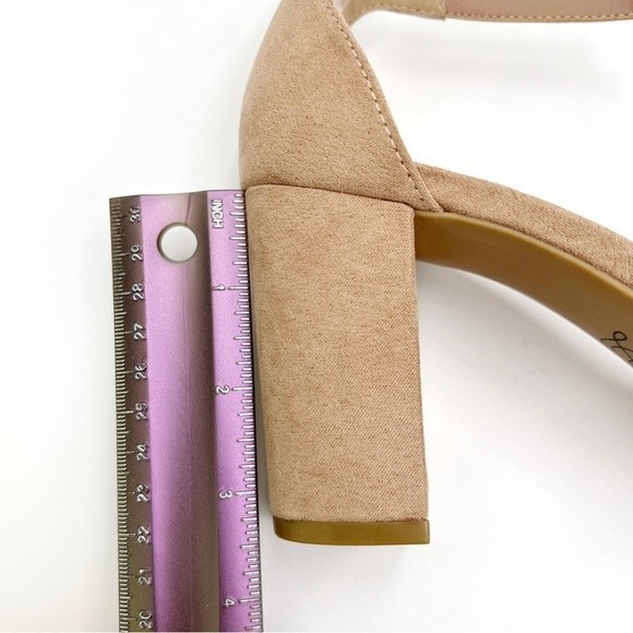 Chinese Laundry‎ Womens Dark Nude Faux Vegan Suede Block Heels Sandals Shoes 7.5 - Picture 12 of 15